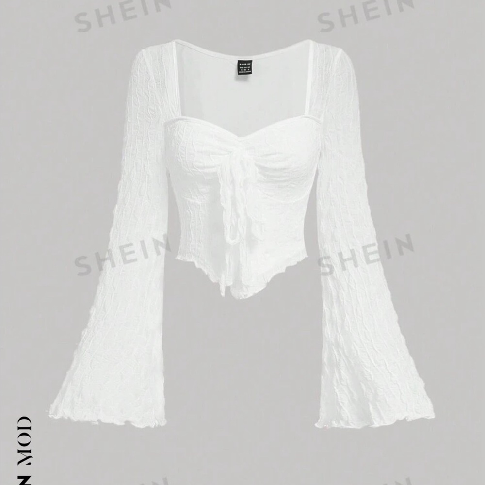 Tie front bell sleeve top.